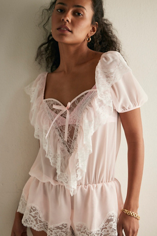 For Love & Lemons Grace Romper at Free People in Pink, Size: S