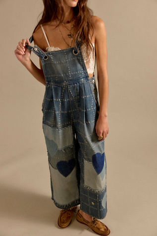 We The Free Rambler Novelty Overalls at Free People in Medium Wash, Size: XL