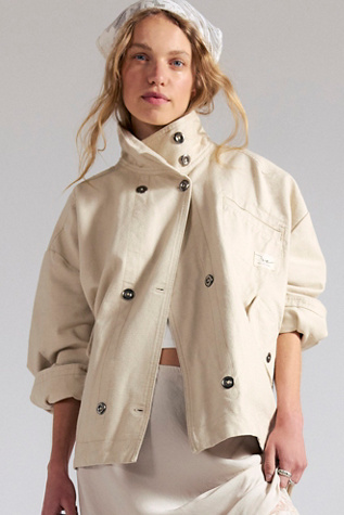 Женская куртка We The Free Collins Washed Canvas Funnel-Neck, цвет: Миндальный — фото 8