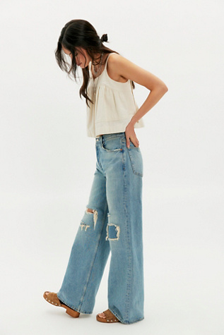 Женские джинсы RE/DONE High-Rise Wide-Leg, цвет: Синий — фото 3