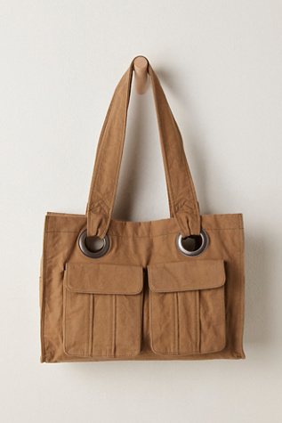 Cargo Canvas Tote Bag by Free People in Green