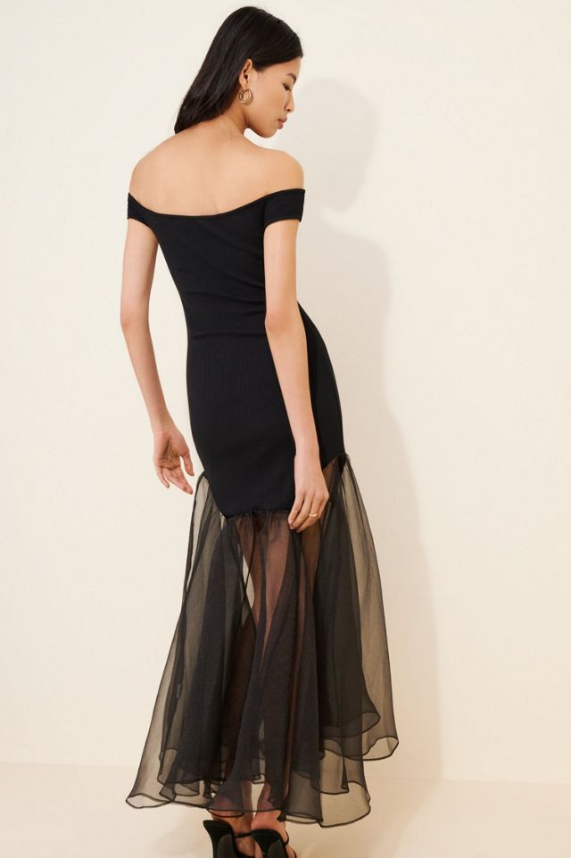 Esthe Off-The-Shoulder Rib Organza Maxi Dress #1