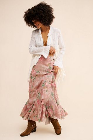 Bordeaux Printed Maxi Skirt