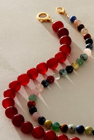 ALV Round Semiprecious Stone Necklace at Free People in Gold