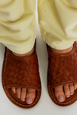 VIBAe Saint Tropez Woven Slide Sandals at Free People in Tan, Size: EU 38