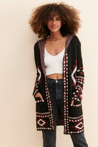 Driftwood Hooded Geometric Cardigan product page