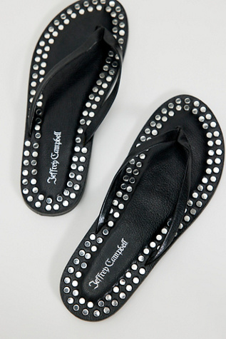 Женские сандалии Jeffrey Campbell Heartthrob Studded Thong, цвет: Чёрный серебряный
