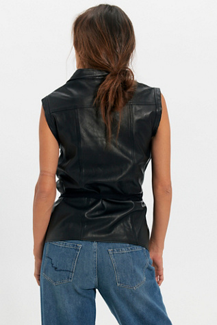 Женский топ Nicholas K Sleeveless Leather Roux Top, цвет: Чёрный — фото 2