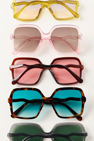 Lucia Square Sunglasses at Free People in Black & Mojito