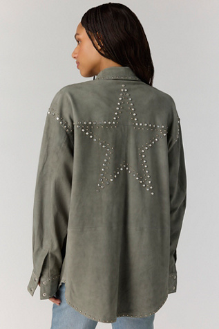 Женская куртка Understated Leather Starburst Shirt Jacket, цвет: Зелёный — фото 2