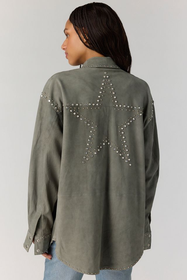 Understated Leather Starburst Shirt Jacket #1