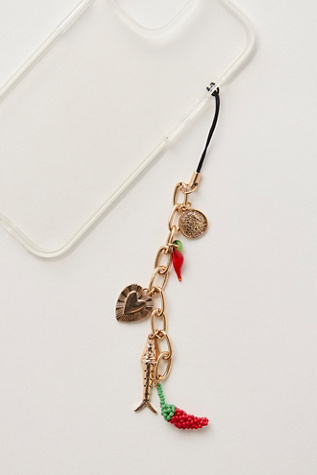 Metal Phone Charm by Free People in Red