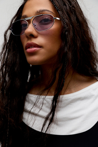 Tavi Aviator Sunglasses at Free People in Silver & Grape Soda