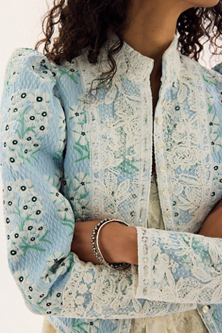 Женская куртка Anna Sui Victorian Brocade, цвет: Небесно-голубой разноцветный — фото 4