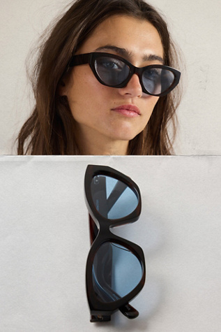 Linda Classic Cat Eye Polarized Sunglasses by Free People in Brown