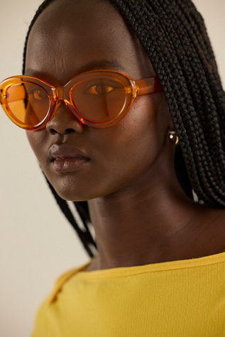 Birdie Cat Eye Sunglasses by Free People in Orange