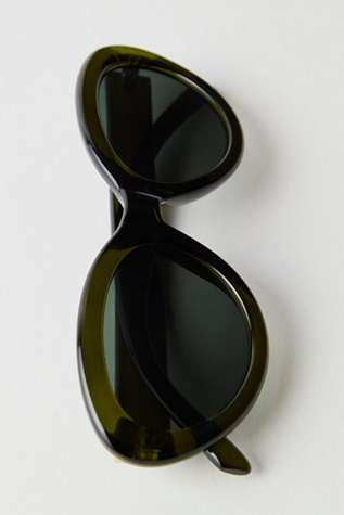 Birdie Cat Eye Sunglasses at Free People in Dark Green/Green Lens