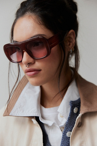 Finn Bubble Aviator Sunglasses by Free People in Brown