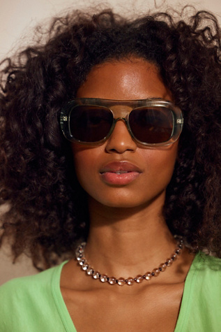 Finn Bubble Aviator Sunglasses at Free People in Crystal Mint