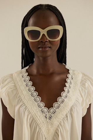 August Cat Eye Sunglasses by Free People in White