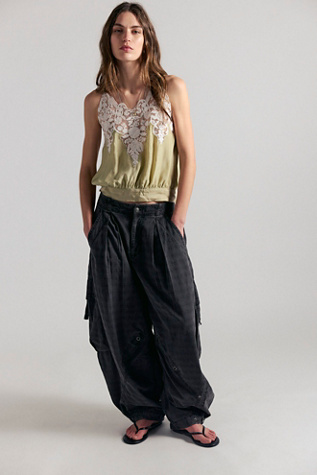 We The Free Heavy Metal Ripstop Parachute Pants by Free People in Black, Size: US 8