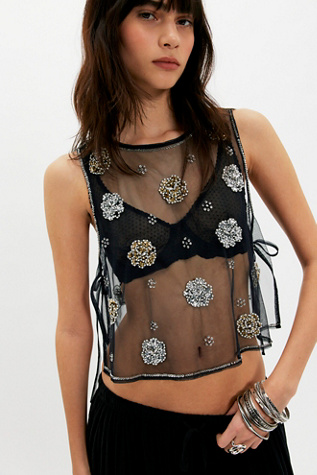 Midnight Sequin Tank Top by Free People in Black, Size: M