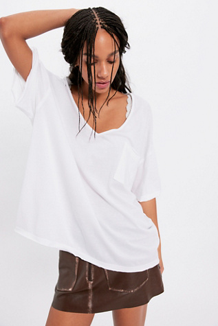 We The Free Erin V-Neck Tee at Free People in White, Size: S