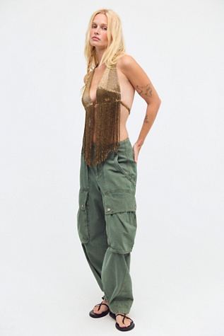 Женский топ Retrofete Sereya Embellished Fringe Halter Top, цвет: Ochre — фото 3