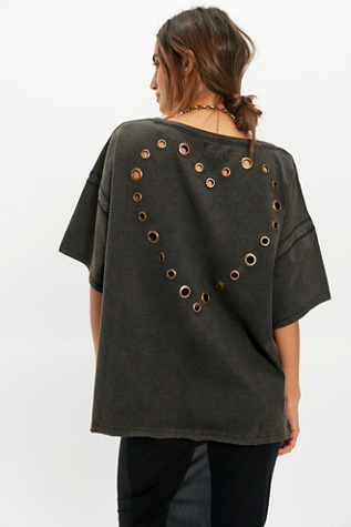 We The Free Love Me Oversized Boat Neck T-Shirt at Free People in Black, Size: M - Boat Neck