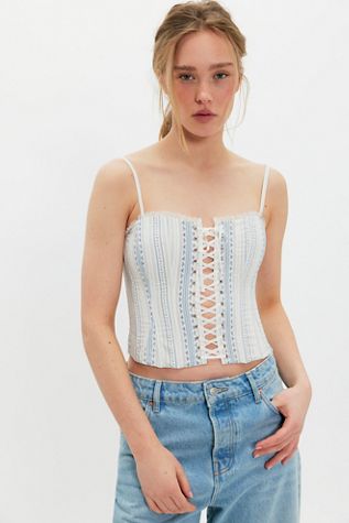Haut bustier en coton à lacets Bensen LoveShackFancy