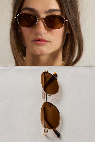 Bridgitte Square Polarized Sunglasses by Free People in Gold