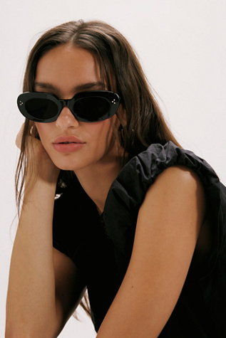 Free People Black Cat Eye Sunglasses Free People Cat Eye Sunglasses - Black/Indigo | Editorialist main image 2