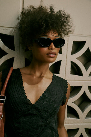 Hazel Round Polarized Sunglasses by Free People in Black