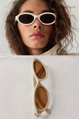 Athena Round Polarized Sunglasses by Free People in White
