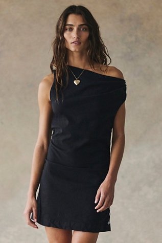 So Far Summer Stretch Linen Mini Dress by free-est at Free People in Black, Size: XL