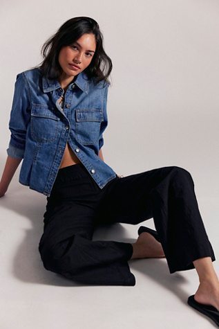 Женские брюки Free People Time Flies Low-Rise Clean Solid, цвет: Чёрный — фото 4