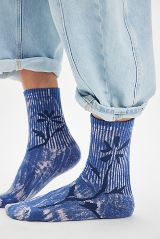 Носки, цветочный принт — Free People, цвет: Синий