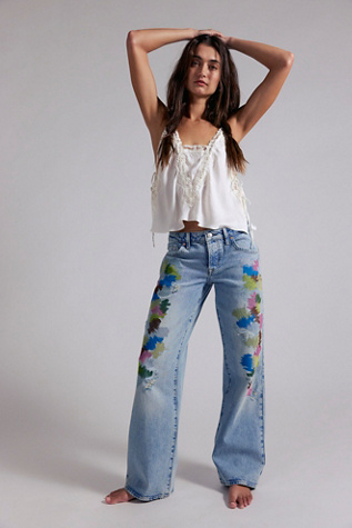 We The Free Tennessee Low-Rise Embroidered Boyfriend Jeans at Free People in Light Wash, Size: 32