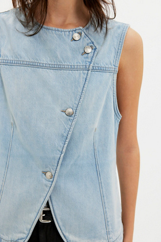 We The Free Maris Denim Vest Jacket at Free People in Blue, Size: S