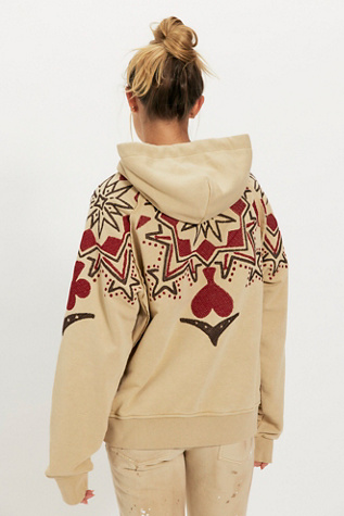 Denim And Bone Playing Card Hoodie at Free People in White, Size: M
