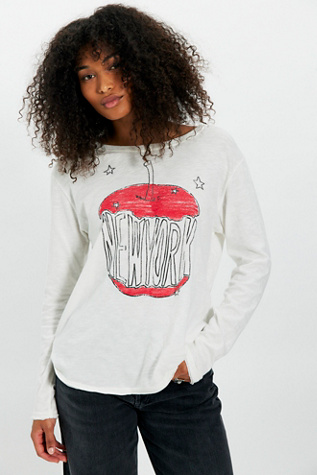 Ragabond Greetings From Long Sleeve Tee at Free People in White, Size: L