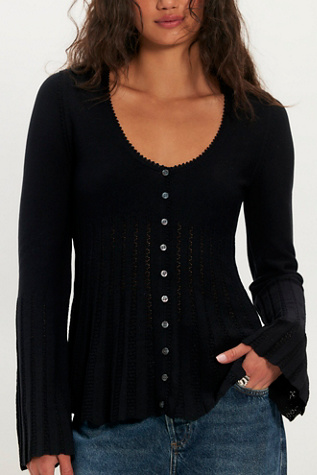 Breaking Point Babydoll Cardi by Free People in Black, Size: XS
