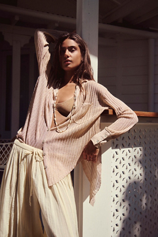 Goldie Sweater Button-Down Top by free-est at Free People in Tan, Size: M