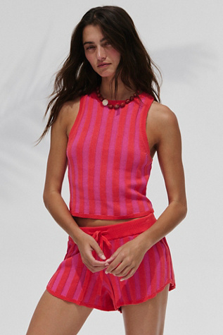 Helena Striped Sweater Set by free-est at Free People in Pink, Size: XL