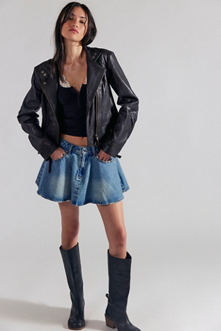Understated Leather Dakota Denim Skirt at Free People in Blue, Size: S