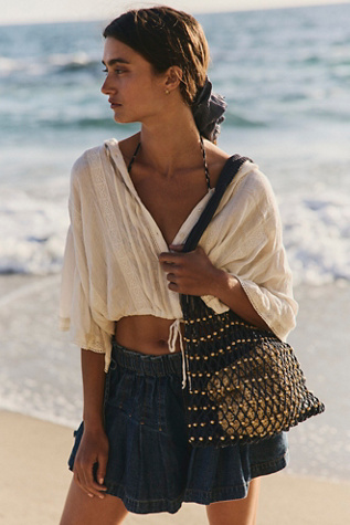 Wishing Well Beaded Bag by Free People in Blue