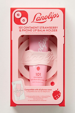 Lanolips 101 Ointment Strawberry & Phone Lip Balm Holder