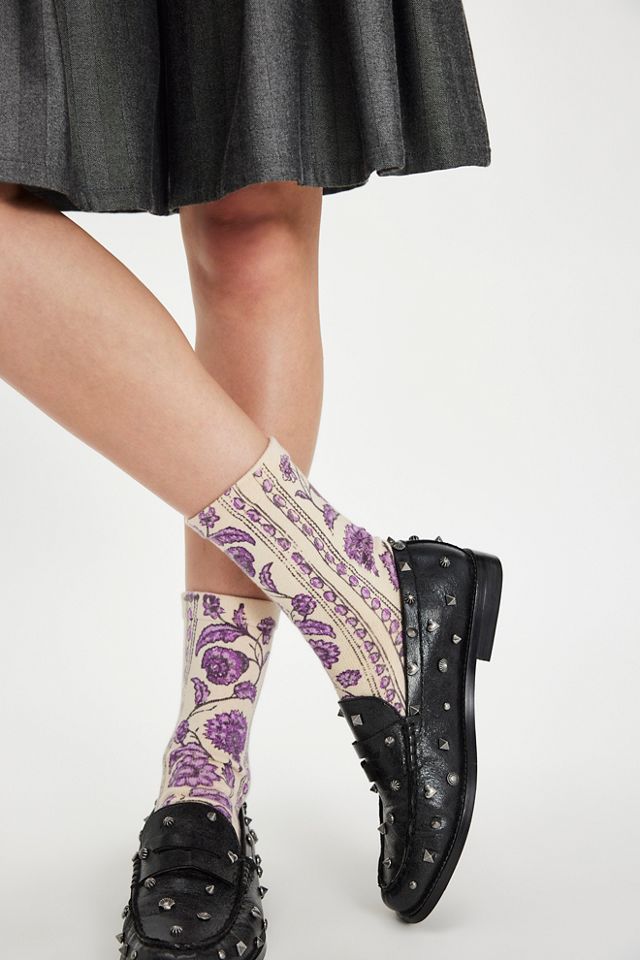 Block Print Crew Socks #1