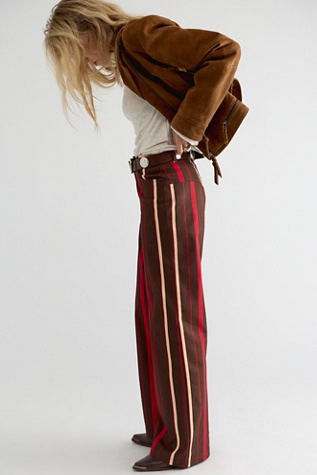 Pantalon en sergé rouge rayé Leroy Laagam