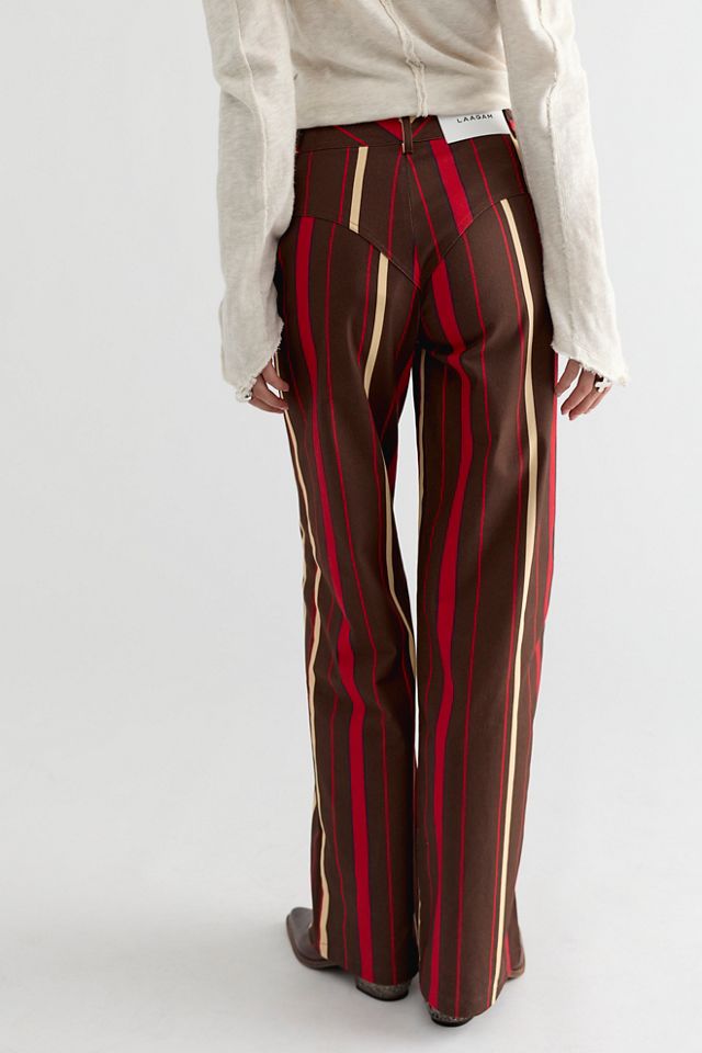 Pantalon en sergé rouge rayé Leroy Laagam #1